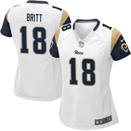 Women's Elite Kenny Britt Nike Jersey White Road - #18 NFL Los Angeles Rams